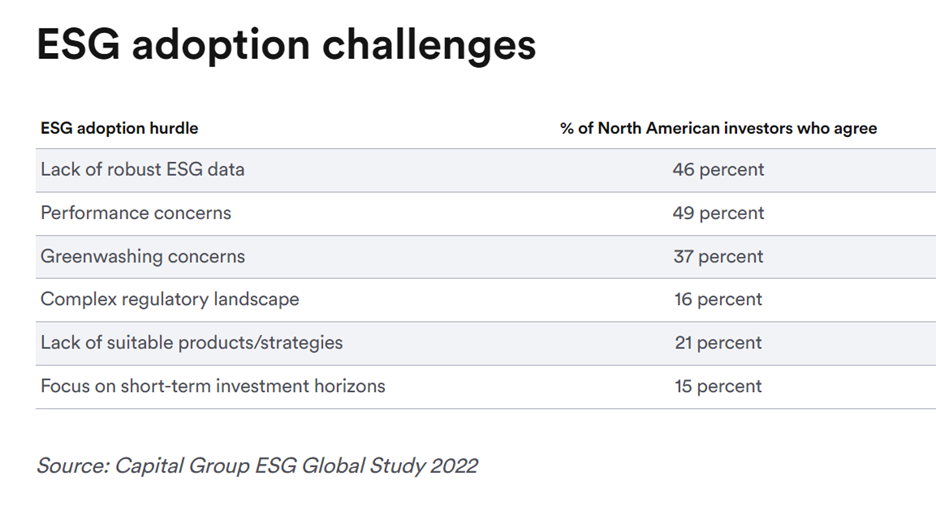 ESG adoption challenges